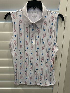 NWT Ladies GOTTEX Pink/blue/white Golf/Tennis/Leisure Shirt-Size Extra Large